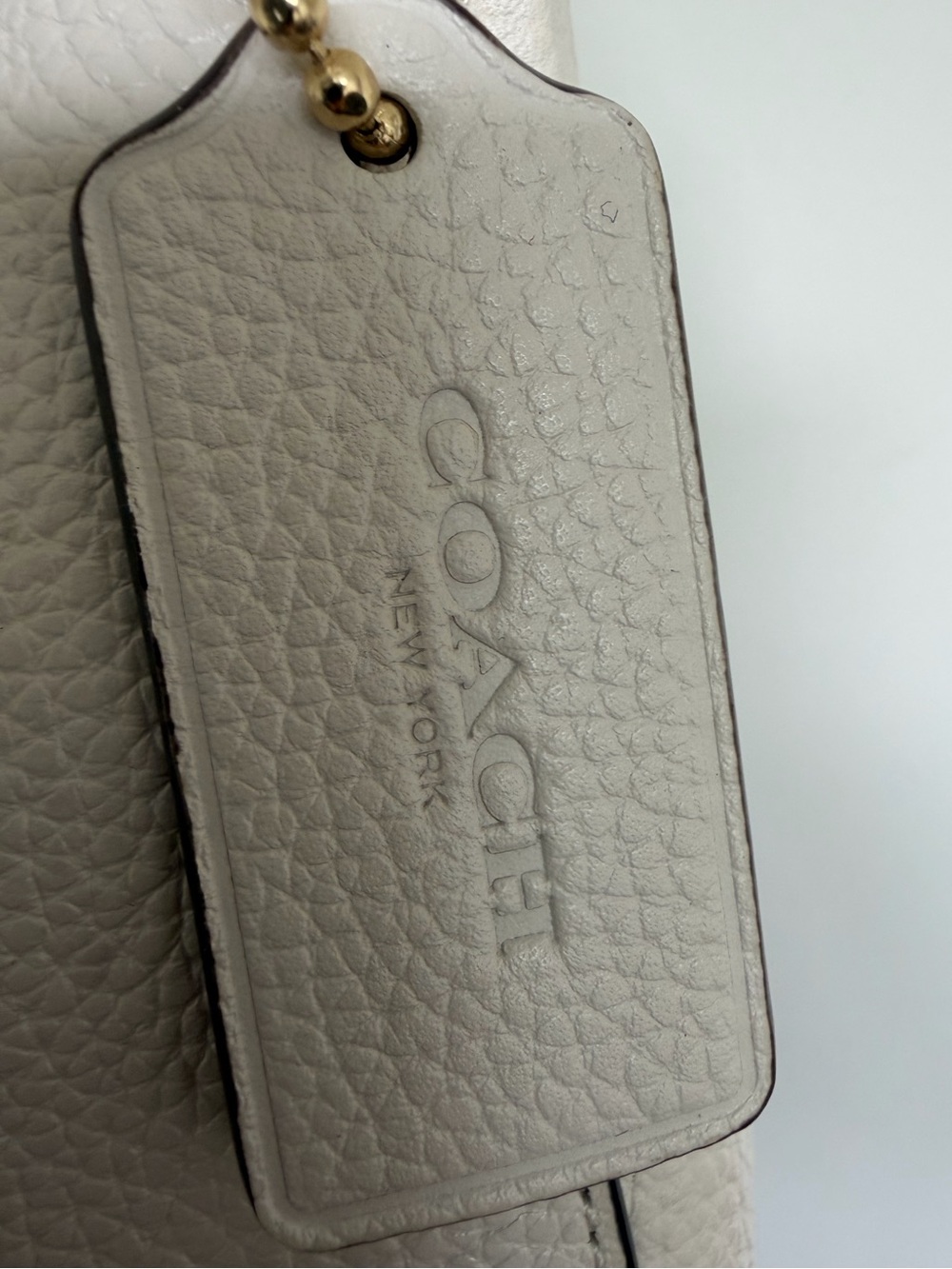 Coach Sutton 52548 Pebbled Leather Hobo Shoulder Bag Chalk Gold Tassel - Picture 3 of 12